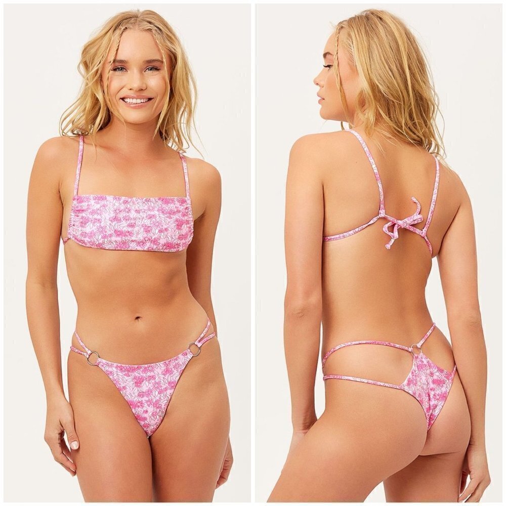 💕FRANKIES BIKINIS💕 Kailyn String Bikini Bottom ~ Rose Bouquet Large L NWT